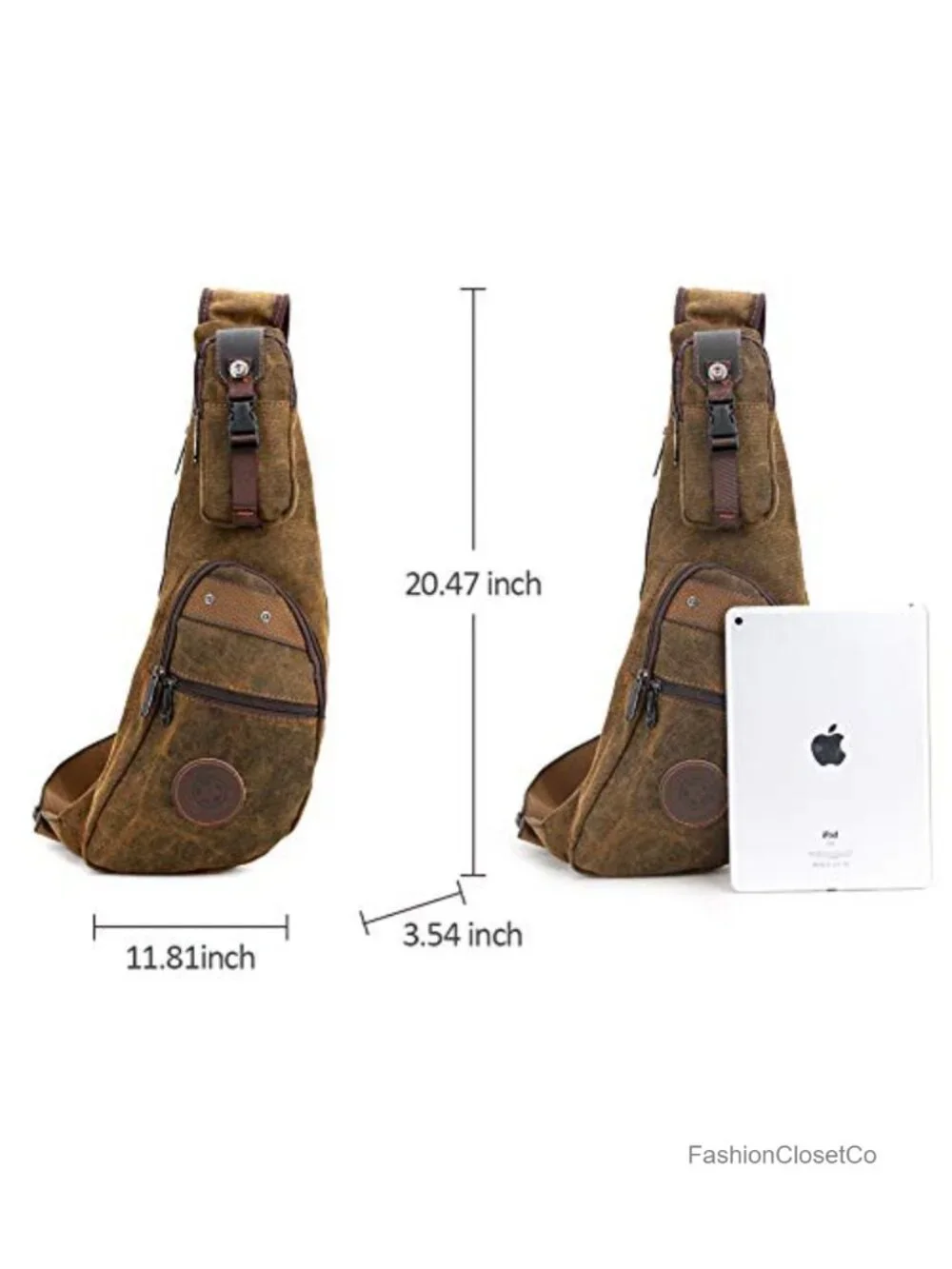 Canvas Sling Bag Crossbody Chest Pack Waterproof Daypack